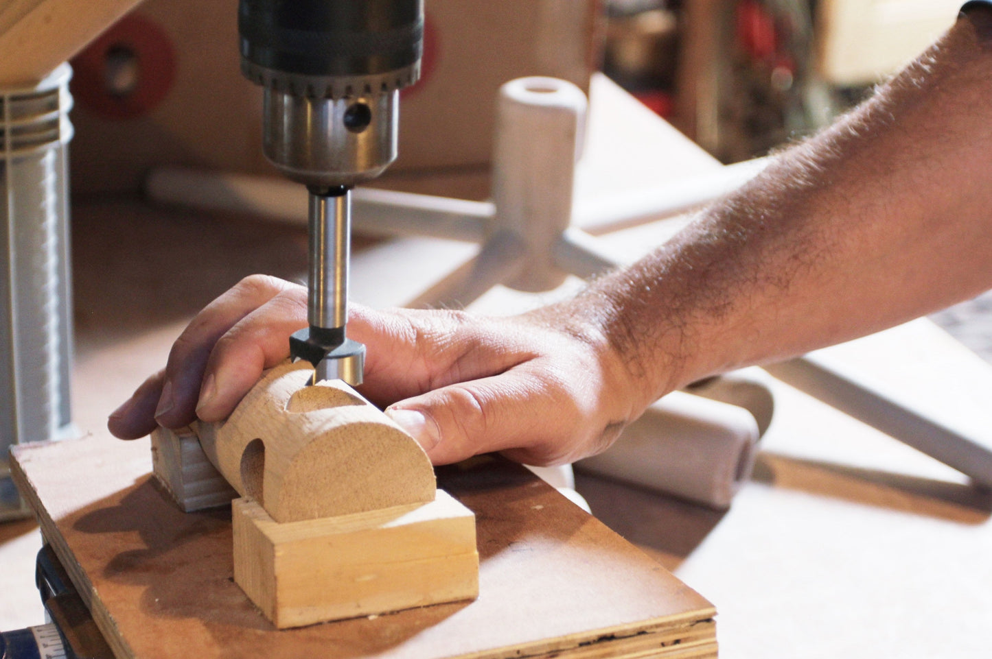 Snowdrop floor lamp, origami and wood design, standing lamp shade