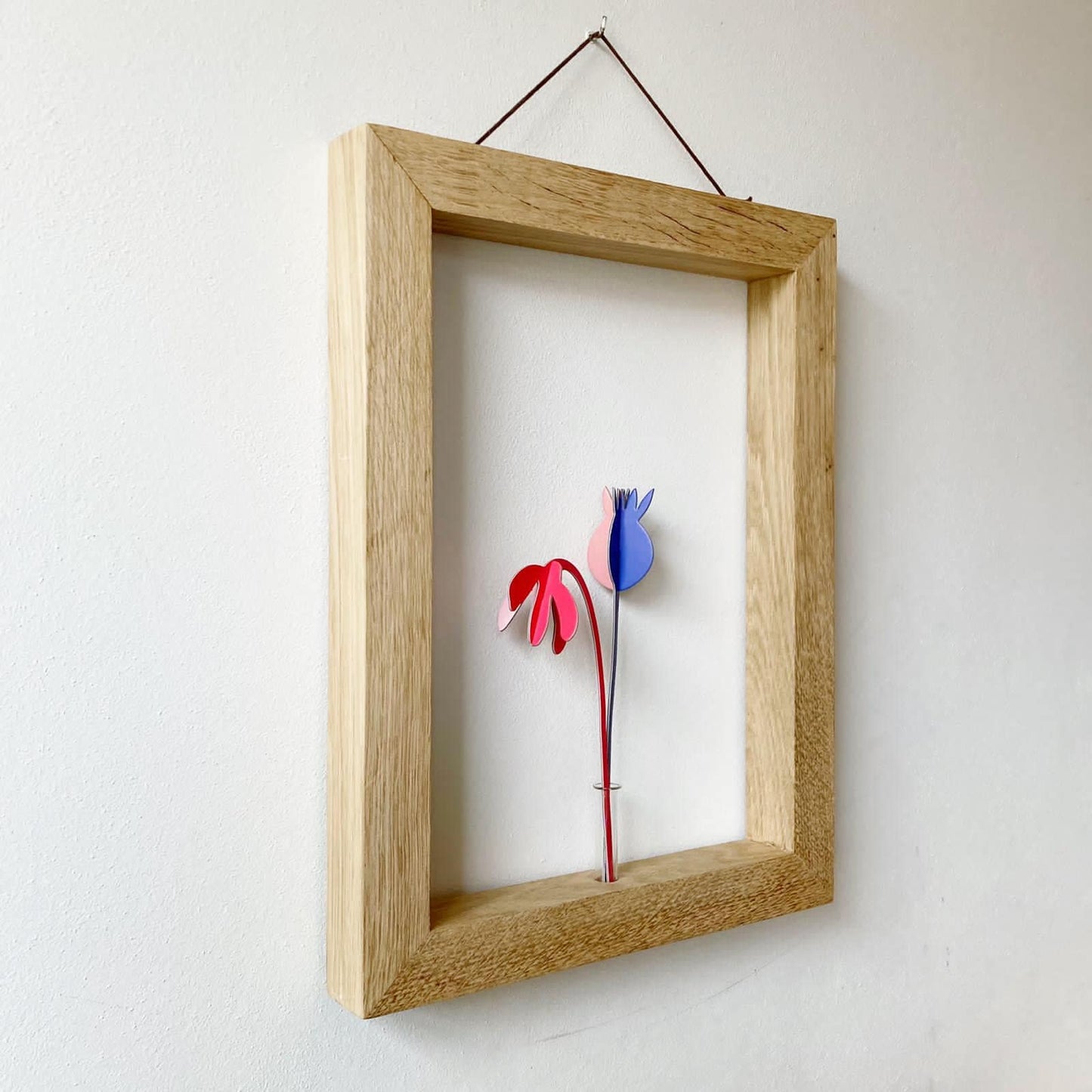 Wallflower, hanging wall planter wooden frame vase
