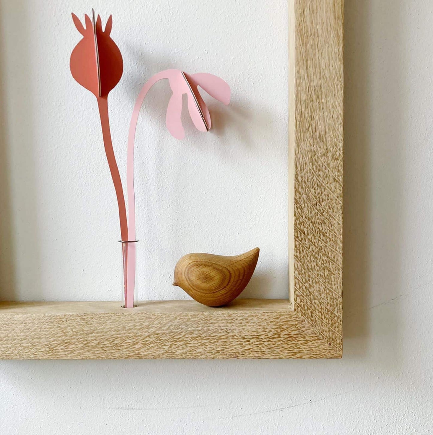 Wallflower, hanging wall planter wooden frame vase
