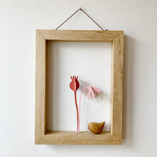 Wallflower, hanging wall planter wooden frame vase