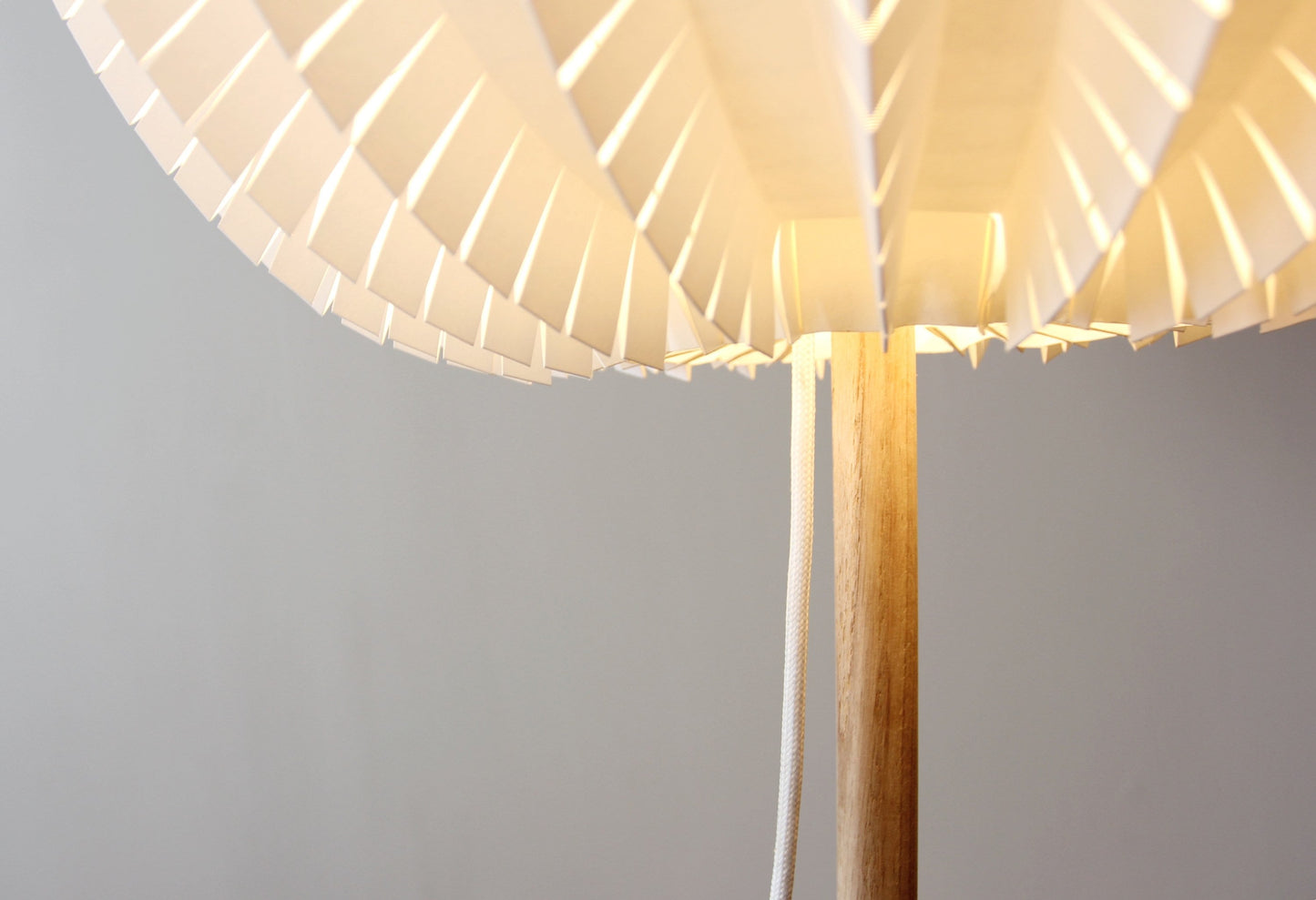Thistle floor lamp, origami and wood design, standing lamp shade