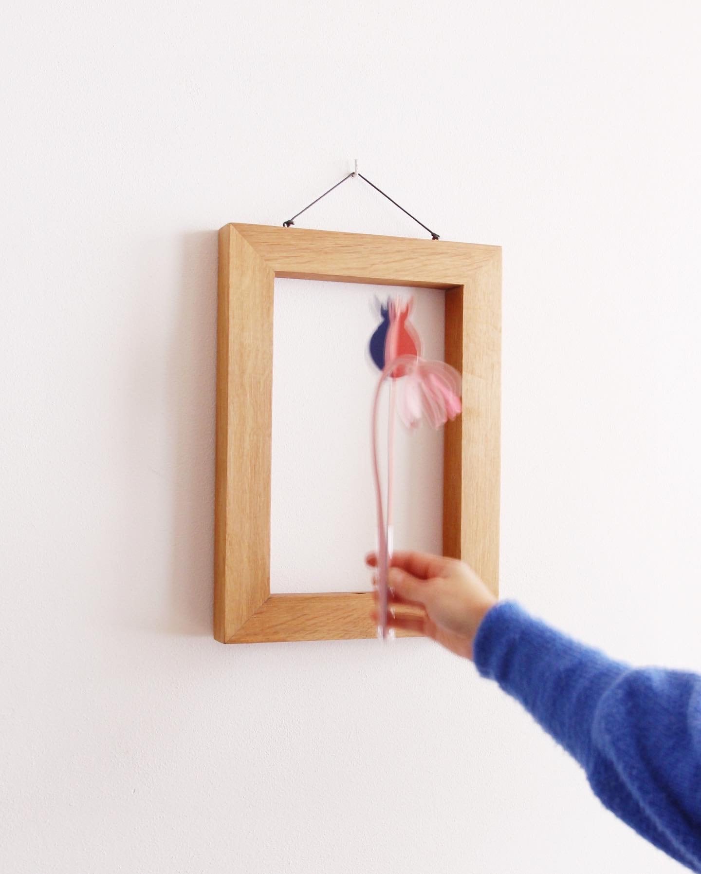 Wallflower, hanging wall planter wooden frame vase small