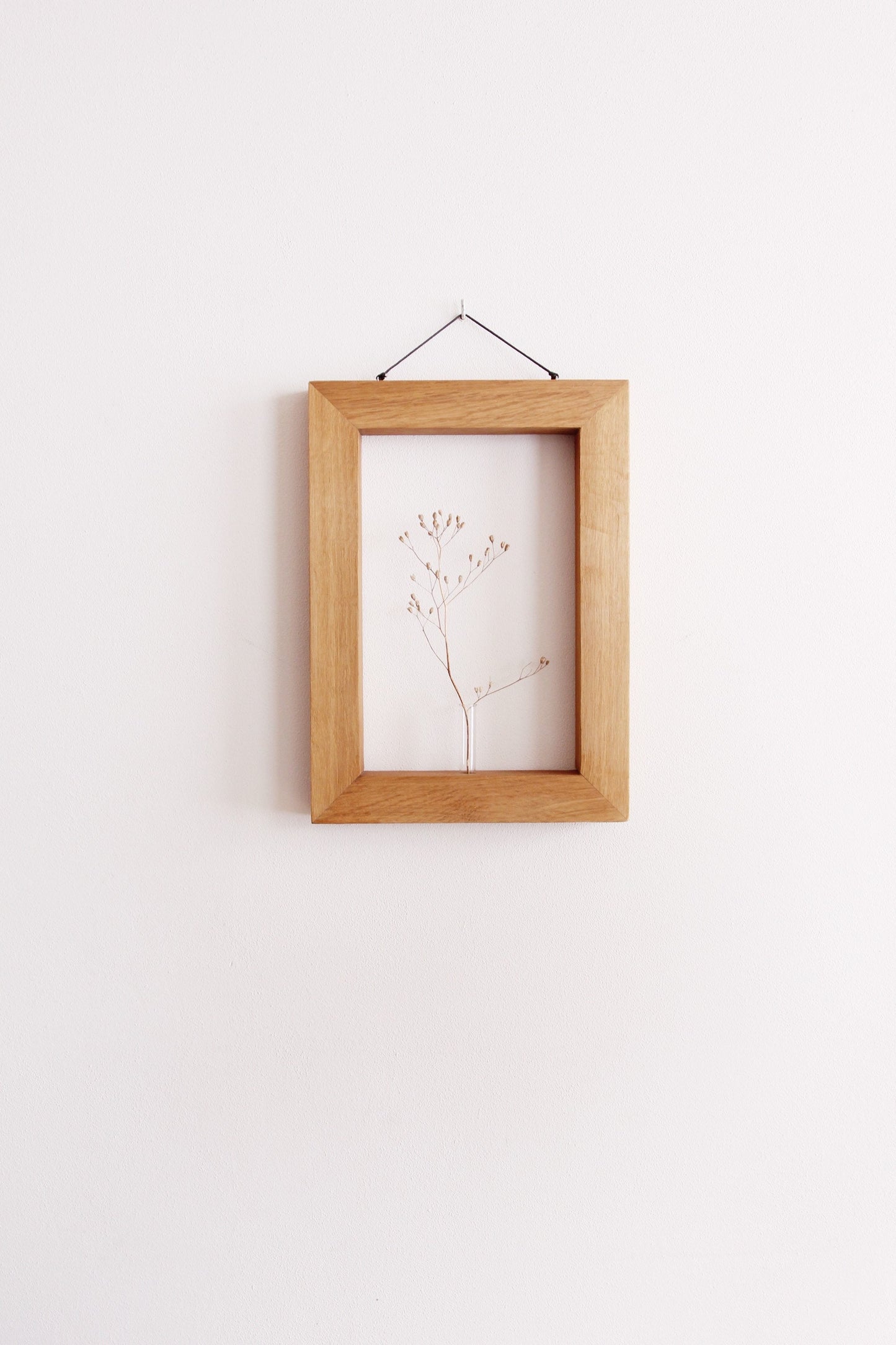 Wallflower, hanging wall planter wooden frame vase small