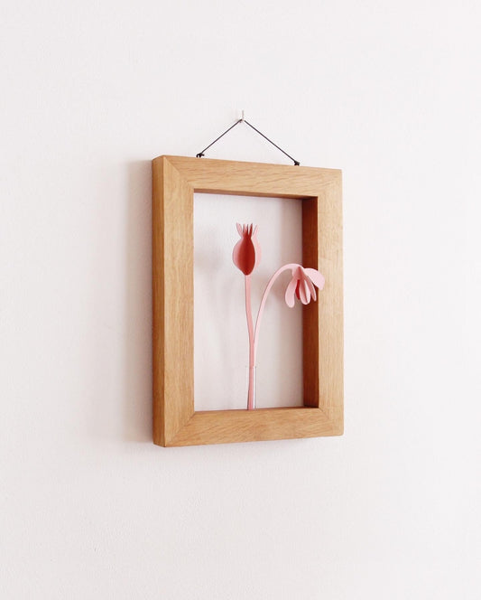 Wallflower, hanging wall planter wooden frame vase small