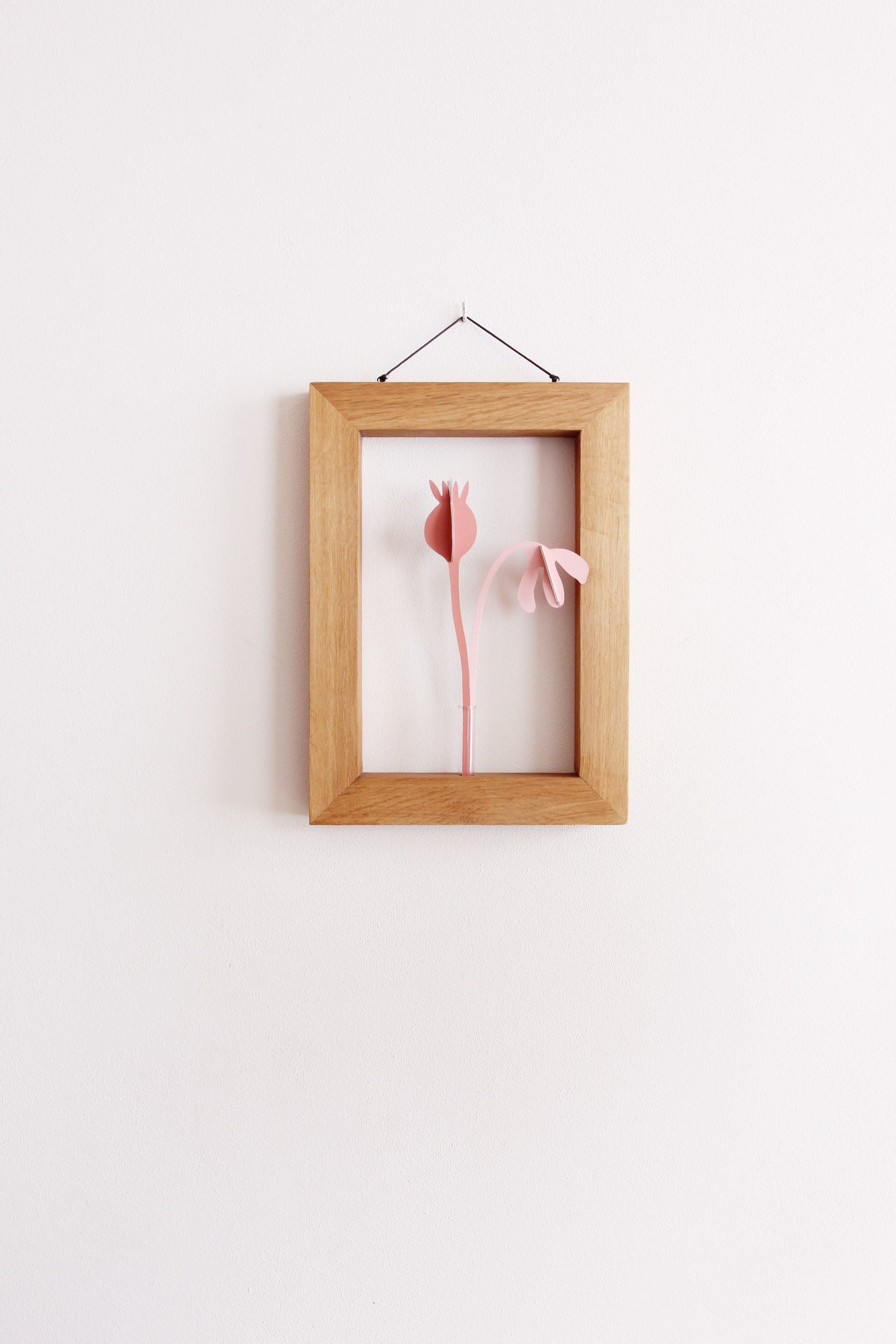 Wallflower, hanging wall planter wooden frame vase small