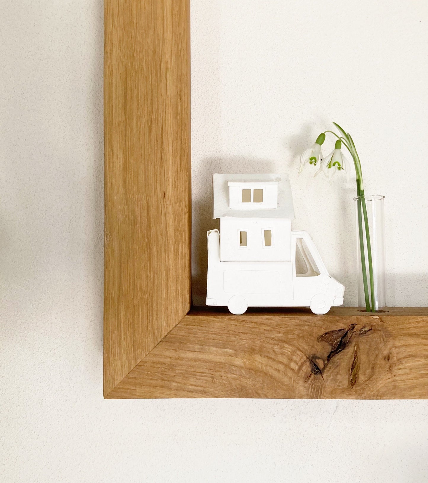 Wallflower, hanging wall planter wooden frame vase small